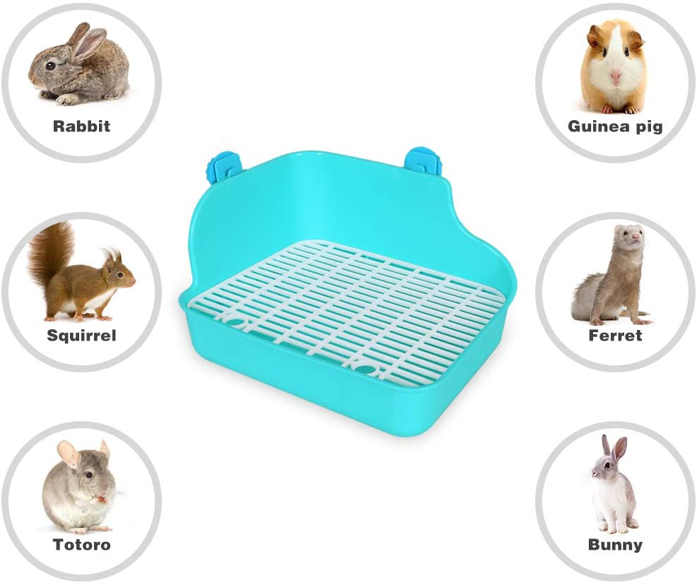 Hptmus Rabbit Litter Box Rectangular- Corner Litter Box Pet Potty Training Toilet for Small Animals Ferret Guinea Pig Galesaur Chinchilla Plastic Bunny Litter Box Animals & Pet Supplies > Pet Supplies > Small Animal Supplies > Small Animal Bedding Hptmus