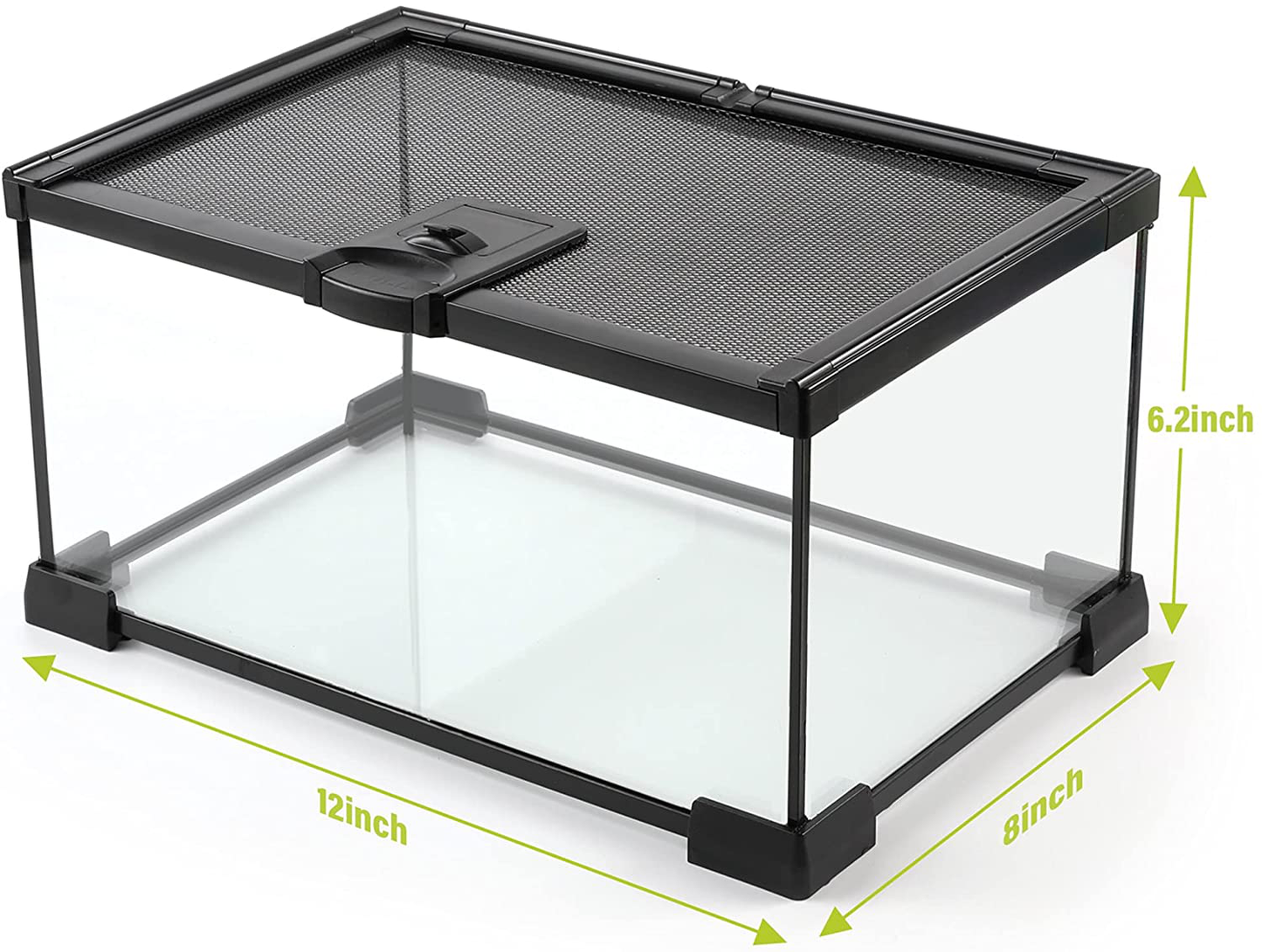 Reptile Glass Terrarium - Amphibians Habitat Cages 12" X 8" X 6.3" Starter Kits, Top Sliding Door Screen Ventilation Mini Tanks with Heating Mat, Stainless Steel Tweezer, Hygrometer Thermometer Animals & Pet Supplies > Pet Supplies > Reptile & Amphibian Supplies > Reptile & Amphibian Habitat Accessories HELIME