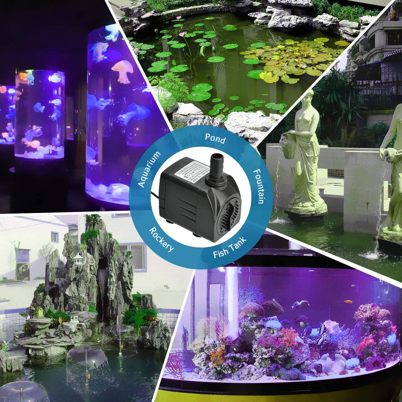 Easily Life Submersible Aquarium Water Pump, Durable Outdoor Fountain Water Pump for Pond, Pools, Fish Tank, Hydroponics, Backyard Waterfall Animals & Pet Supplies > Pet Supplies > Fish Supplies > Aquarium & Pond Tubing Easily Life