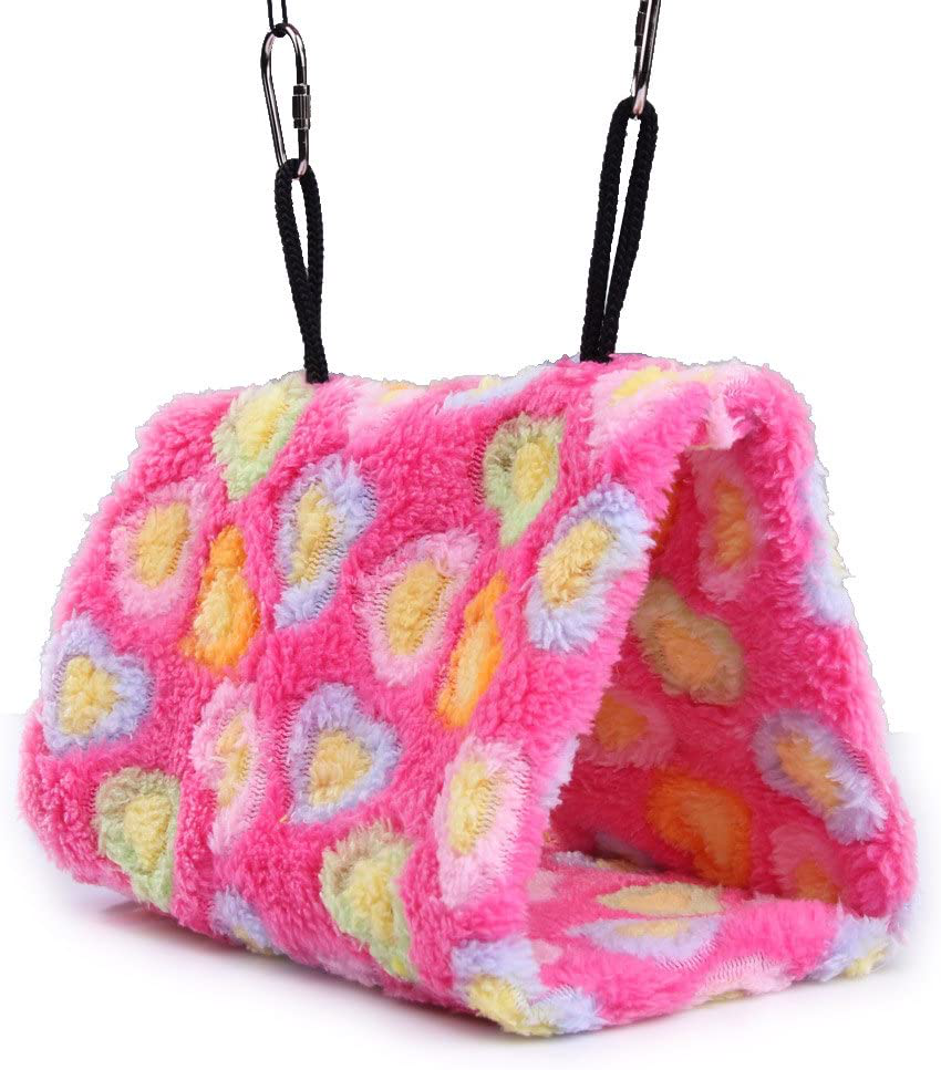 Vktech Plush Snuggle Bird Hammock Hanging Snuggle Cave Happy Hut Bird Parrot Hideaway Size M (23.522Cm) Animals & Pet Supplies > Pet Supplies > Bird Supplies > Bird Cage Accessories Vktech Pink