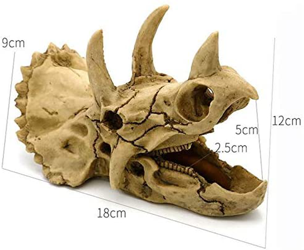 Aquarium Decorations Dinosaur Triceratops Skull Décor, Resin Made Skull Model for Reptiles Hideout, Fish Aquarium Accessories, Home Bar Décor Animals & Pet Supplies > Pet Supplies > Fish Supplies > Aquarium Decor FOYO