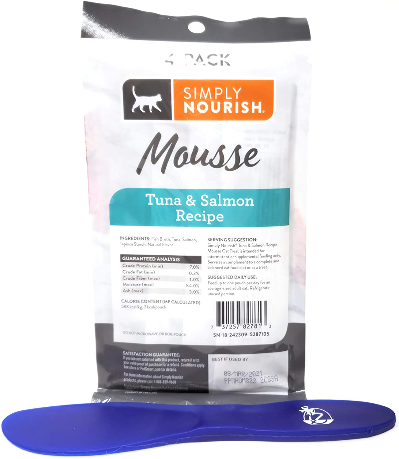 Simply Nourish Cat Mousse Treat, Tuna and Salmon, 4 Pouches (Pack of 5) and Especiales Cosas Spatula Animals & Pet Supplies > Pet Supplies > Cat Supplies > Cat Treats SIMPLY NOURISH   