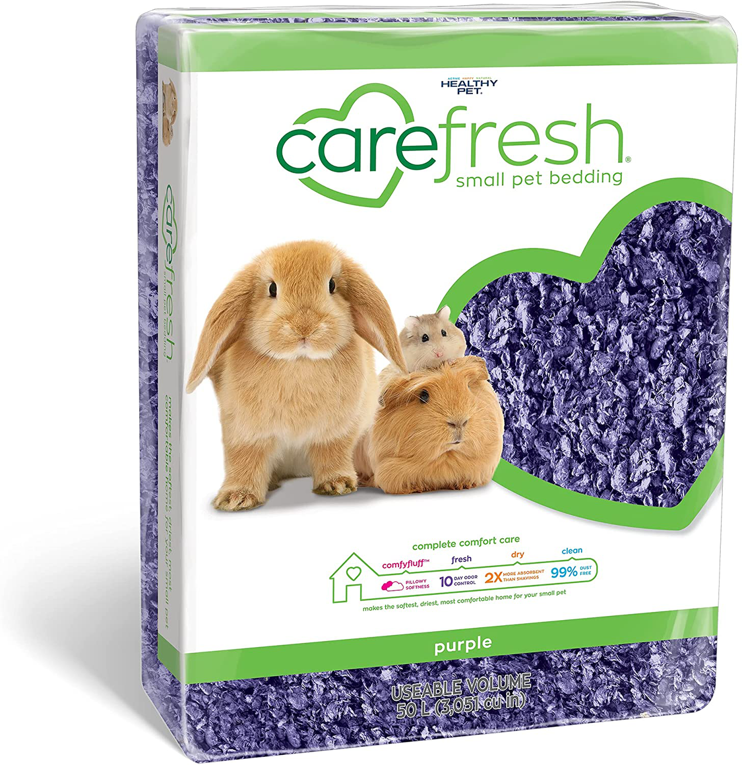 Carefresh 99% Dust-Free Natural Paper Small Pet Bedding with Odor Control Animals & Pet Supplies > Pet Supplies > Small Animal Supplies > Small Animal Bedding Carefresh purple 50L