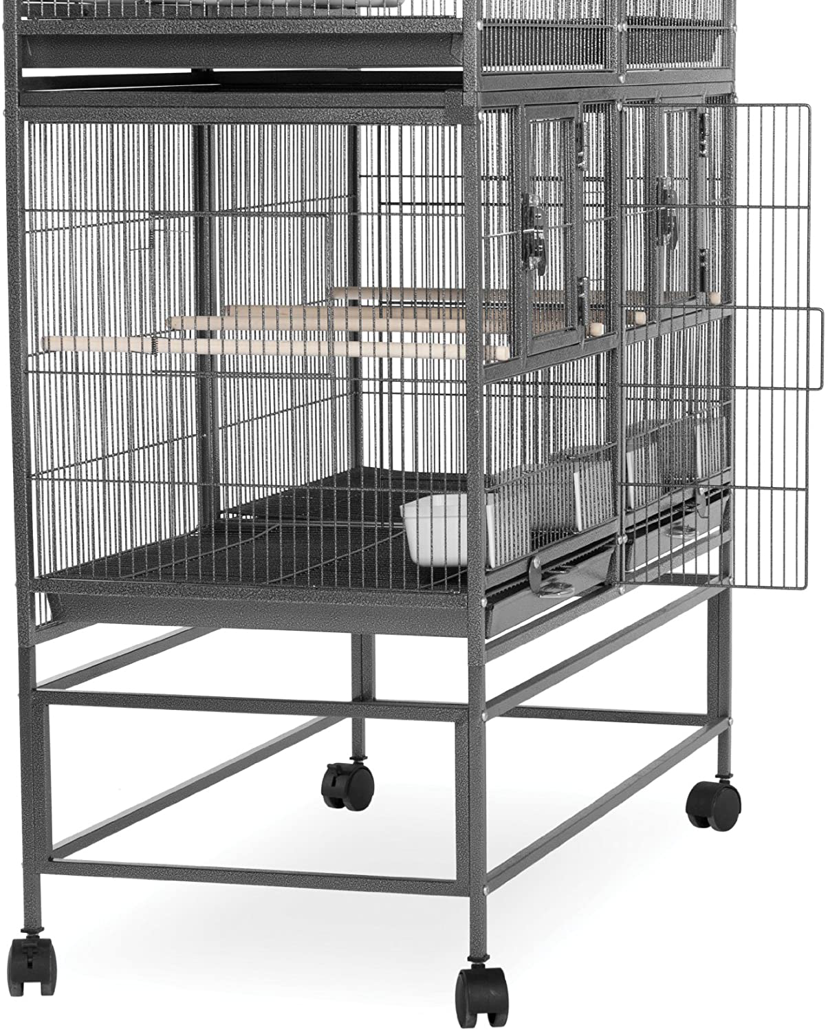 Prevue Pet Products F070 Hampton Deluxe Divided Breeder Cage with Stand,Black Hammertone,1/2" Animals & Pet Supplies > Pet Supplies > Bird Supplies > Bird Cages & Stands Prevue Pet Products