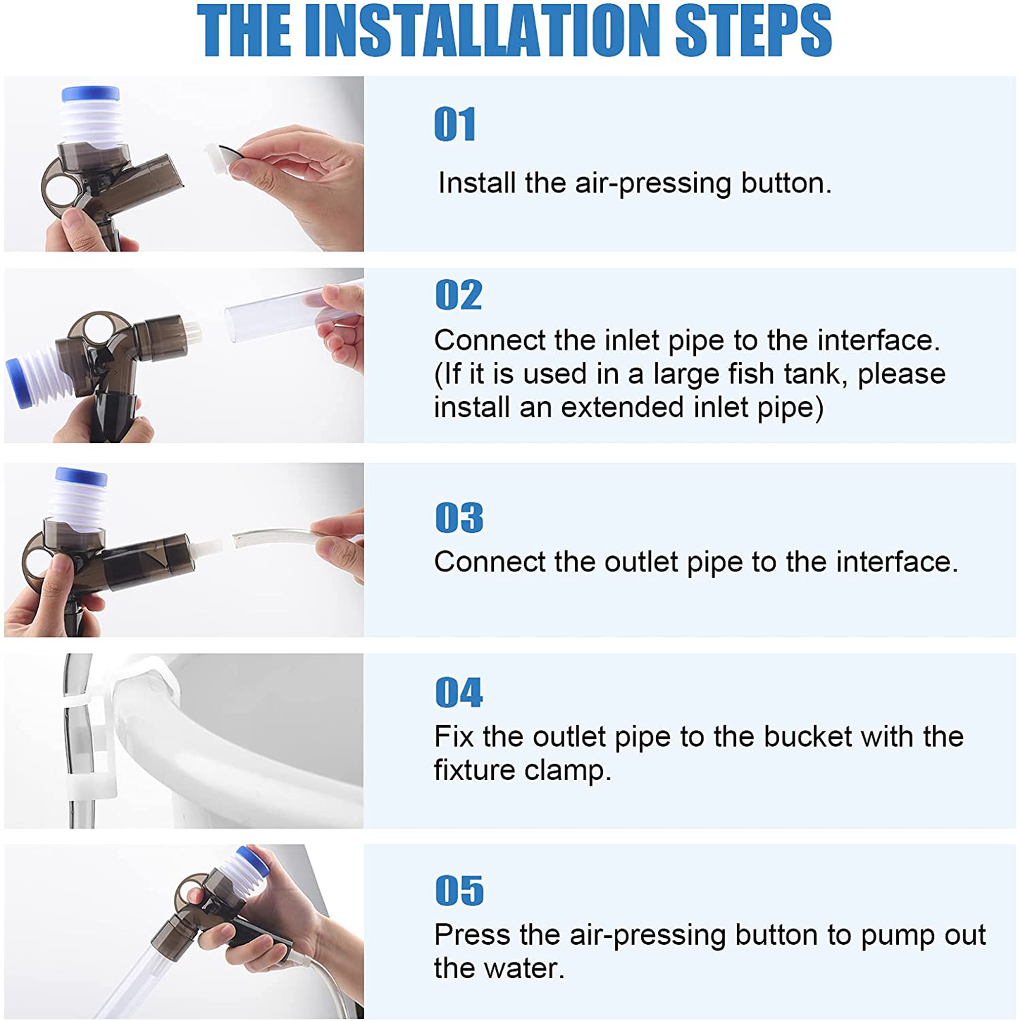 AQQA Aquarium Gravel Cleaner Fish Tank Sand Cleaner Kit Long Nozzle Water Changer with Air-Pressing Button and Adjustable Water Flow Controller for Water Changing and Filter Gravel Cleaning Animals & Pet Supplies > Pet Supplies > Fish Supplies > Aquarium Cleaning Supplies AQQA