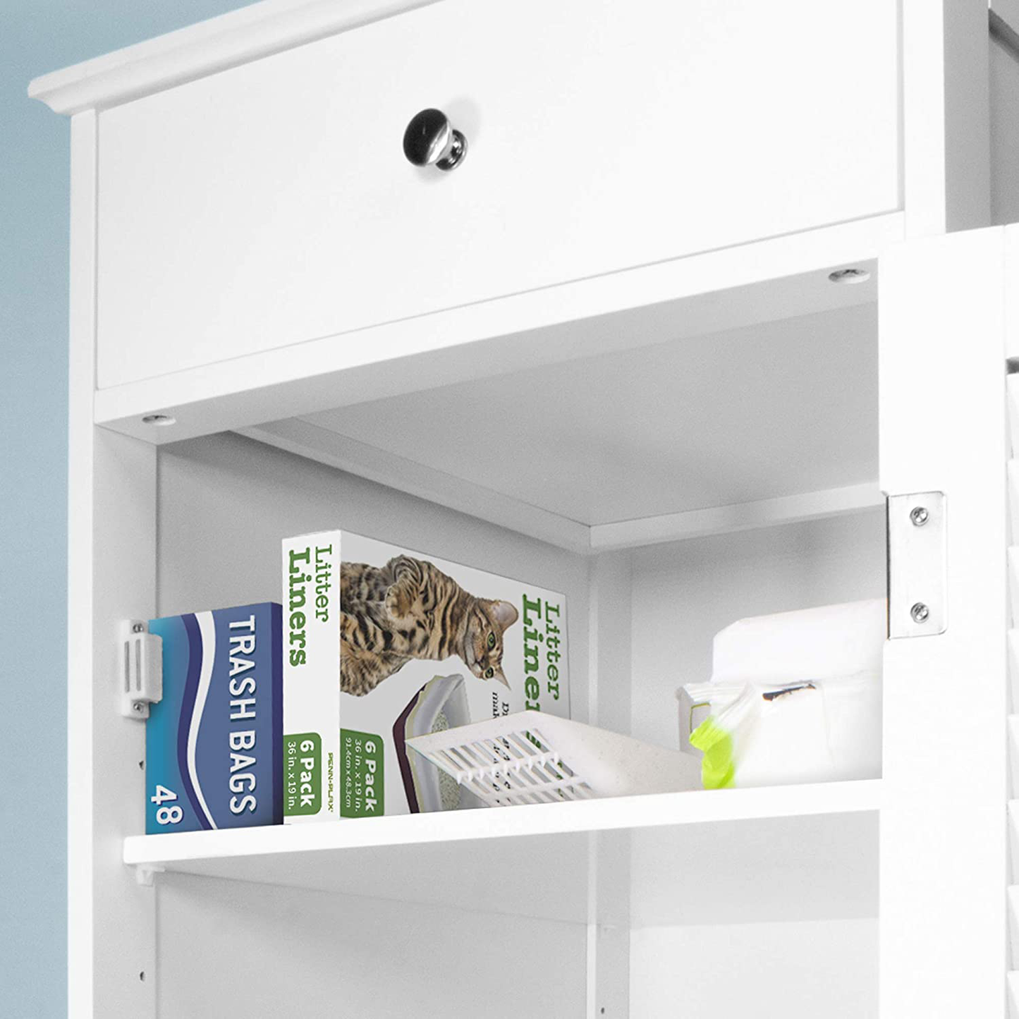 Penn-Plax Cat Walk Furniture: Contemporary Home Cat Litter Enclosure - Storage Drawer, Inner Shelf, and Shutter Style Door Animals & Pet Supplies > Pet Supplies > Cat Supplies > Cat Furniture Penn-Plax