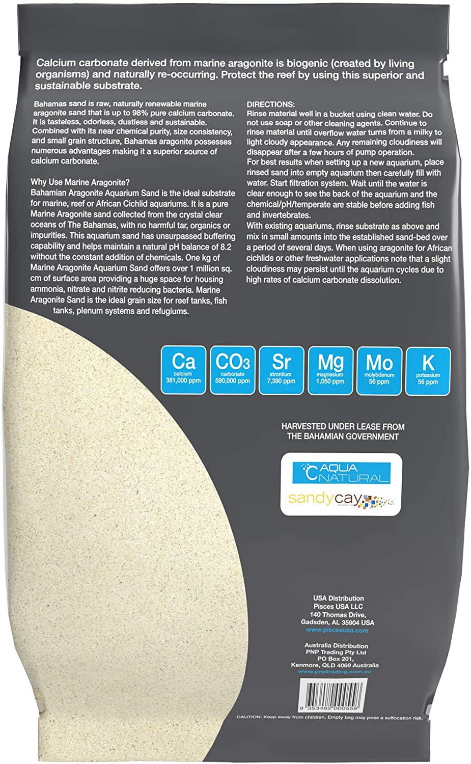 African CICHILD Aragonite 10LB Sand for Aquarium Animals & Pet Supplies > Pet Supplies > Fish Supplies > Aquarium Gravel & Substrates Pisces USA