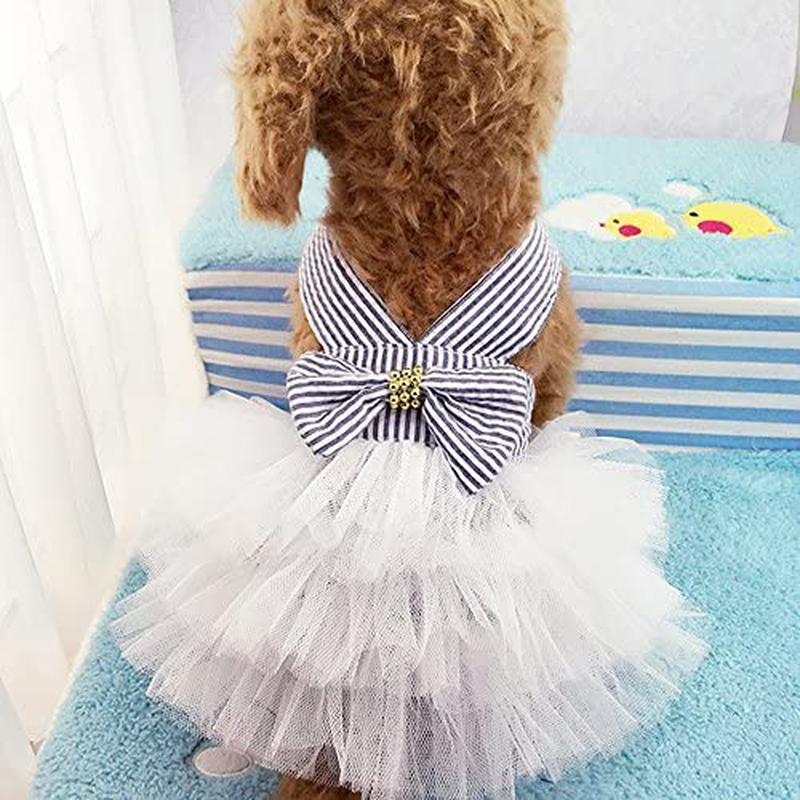 Dog Dresses, Fashion Pet Dog Clothes, Striped Mesh Puppy Dog Princess Dresses Animals & Pet Supplies > Pet Supplies > Cat Supplies > Cat Apparel TAPBULL