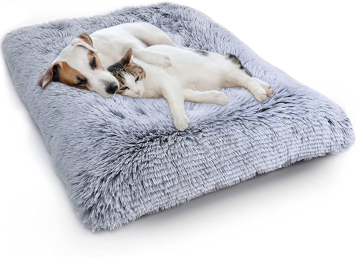 WAYIMPRESS Large Dog Crate Bed Crate Pad Mat for Medium Small Dogs&Cats,Fulffy Faux Fur Kennel Pad Comfy Self Warming Non-Slip Dog Beds for Sleeping and anti Anxiety Animals & Pet Supplies > Pet Supplies > Dog Supplies > Dog Beds WAYIMPRESS Grey 24x18x3.2 Inch