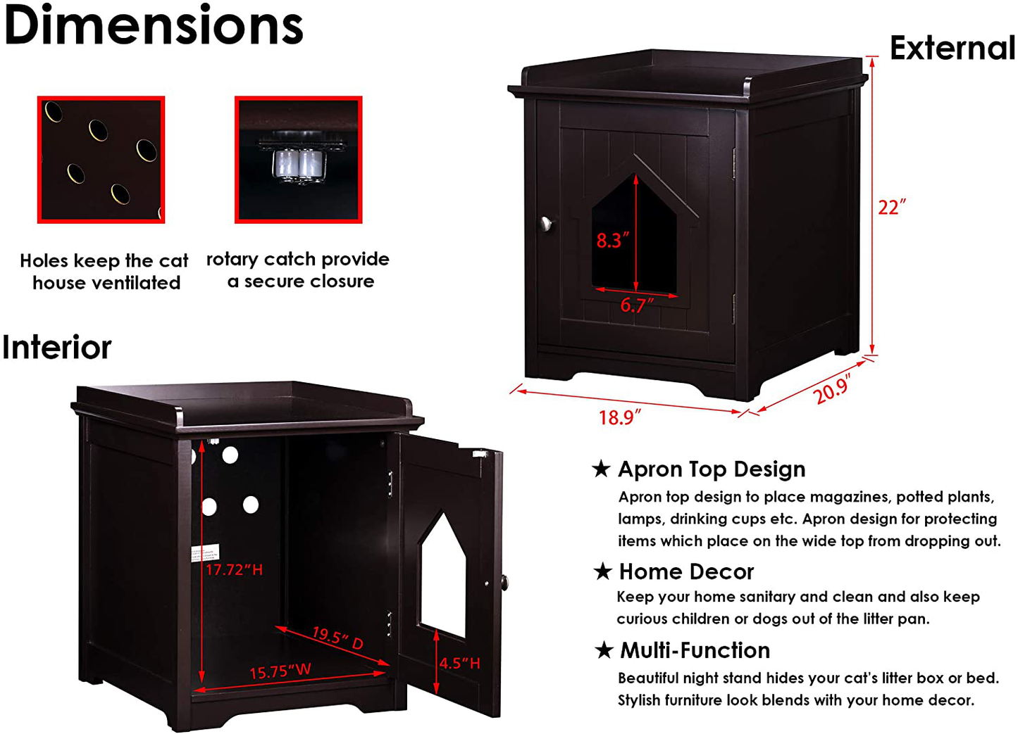 PAWLAND Decorative Cat House,Cat Home, Indoor Pet Crate - Litter Box Enclosure Animals & Pet Supplies > Pet Supplies > Cat Supplies > Cat Furniture PAWLAND