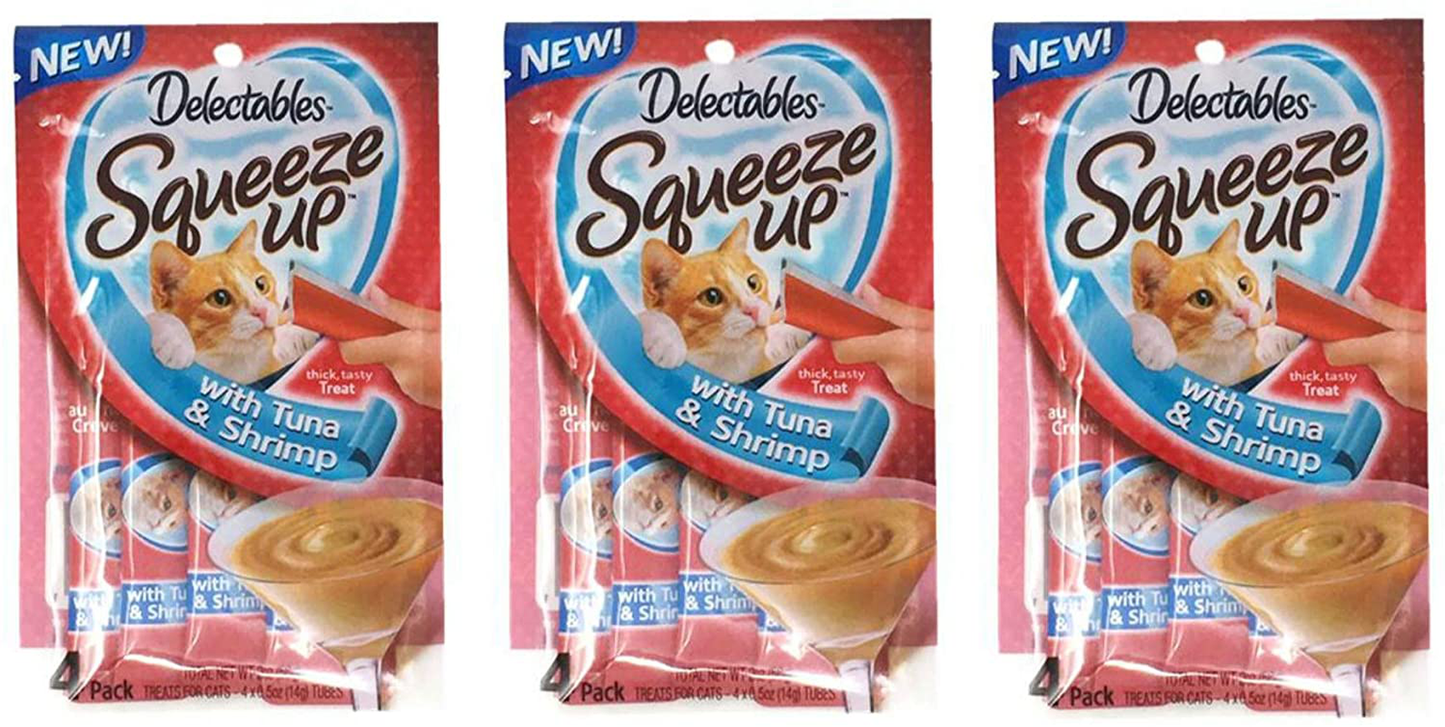 Delectables Squeeze up Hartz Cat Treats Bundle of 3 Flavor Pouches, 2.0 Oz Each Animals & Pet Supplies > Pet Supplies > Cat Supplies > Cat Treats Delectables Tuna & Shrimp