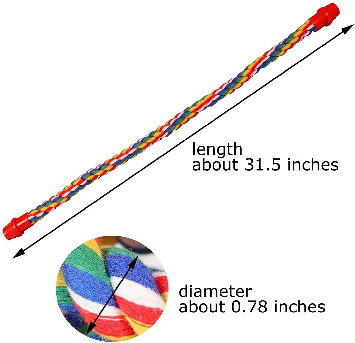 QR Bird Rope Perch Bird Toys Bird Cage Accessories Both Ends Can Be Fixed Colored Ropes Bend Bungee Natural for Parakeets Cockatiels, Conures, Macaws, Lovebirds, Finches Animals & Pet Supplies > Pet Supplies > Bird Supplies > Bird Cage Accessories QR