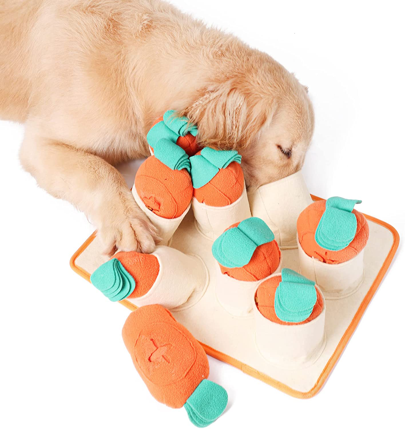 FOSSA Dog Snuffle Mat, Pet Food Feeding Mat with 8 Carrots Plush Treat Puzzle Toys Animals & Pet Supplies > Pet Supplies > Dog Supplies > Dog Toys FOSSA Large