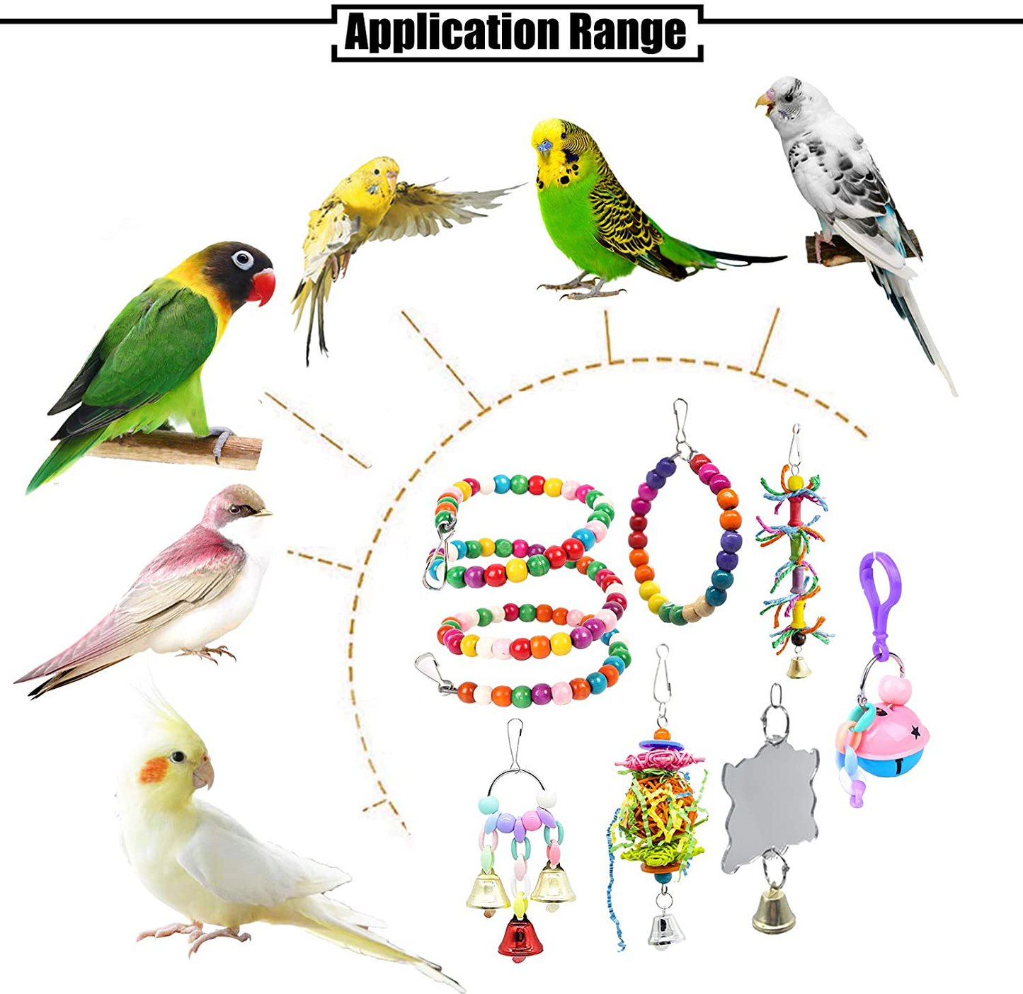 PINVNBY Bird Parrot Swing Chewing Toys Hanging Hammock Bell Pet Birds Cage Toys Wooden Perch with Wood Beads for Small Parakeets, Parrots, Conures, Love Birds, Cockatiels, Macaws, Finches Animals & Pet Supplies > Pet Supplies > Bird Supplies > Bird Ladders & Perches PINVNBY