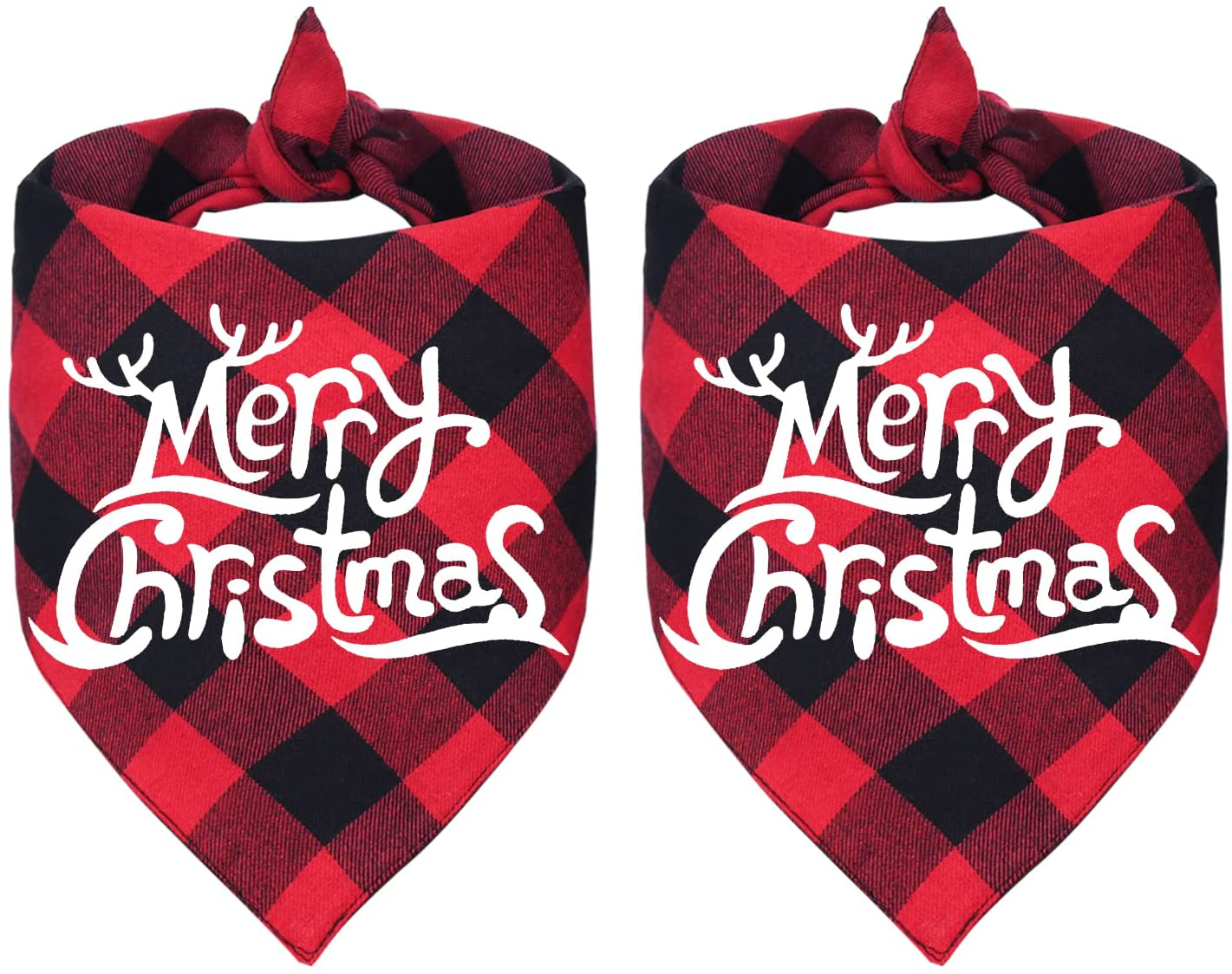 Malier 2 Pack Dog Bandana Christmas Classic Buffalo Plaid Pets Scarf Triangle Bibs Kerchief Set Pet Costume Accessories Decoration for Small Medium Large Dogs Cats Pets Animals & Pet Supplies > Pet Supplies > Dog Supplies > Dog Apparel Malier Red and Red Small