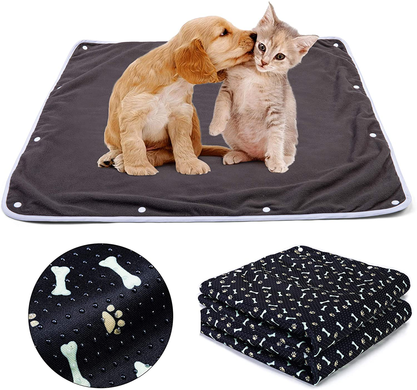 Teamoy Waterproof Non-Slip Dog Blankets (Pack of 2), Pet Fleece Incontinence Pee Blanket Pad for Dogs Animals & Pet Supplies > Pet Supplies > Dog Supplies > Dog Diaper Pads & Liners Teamoy Black Liner Pack of 2