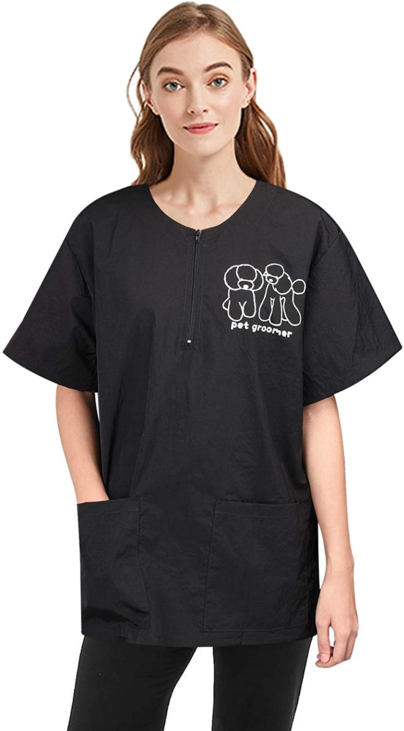 Noverlife Professional Pet Grooming Smock & Trousers, Waterproof Anti-Static Pet Beautician Workwear Pants, Dog Cat Groomer Cosmetologist Uniforms for Pet Shop Animals & Pet Supplies > Pet Supplies > Dog Supplies > Dog Apparel Noverlife
