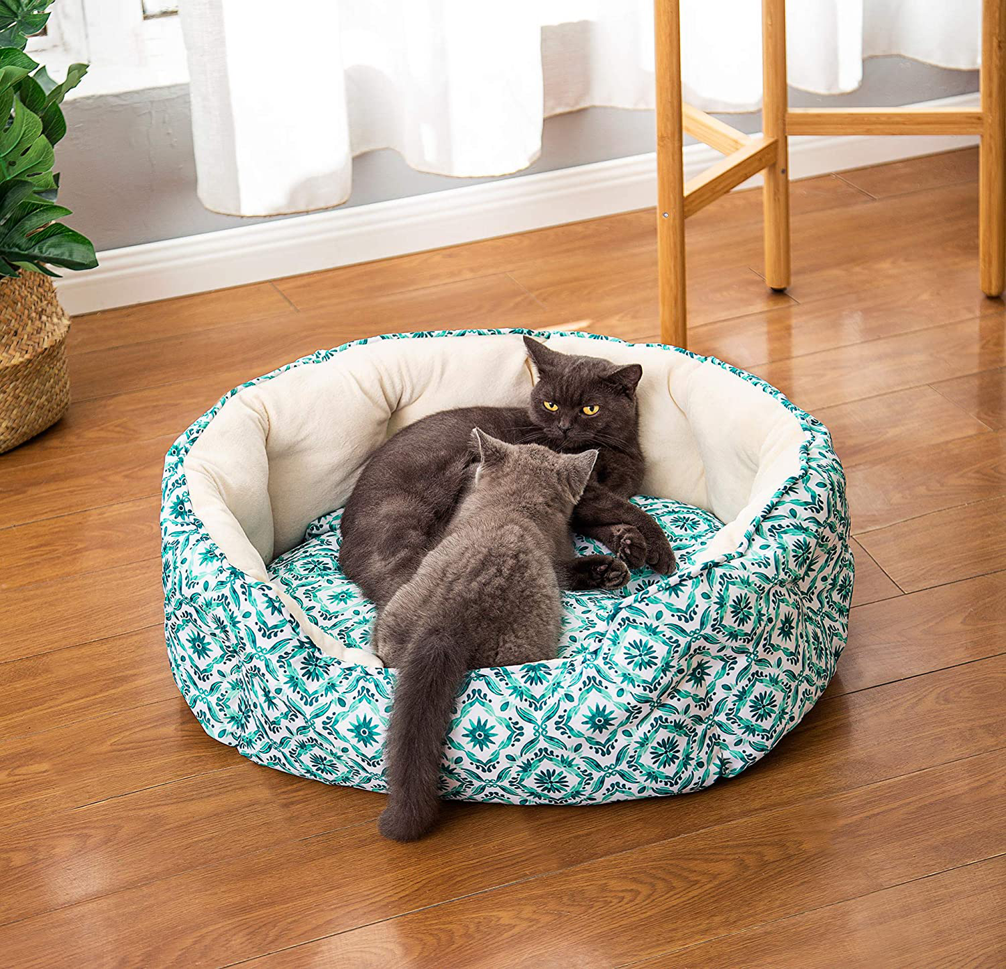 LUCKITTY Cat Bed,Soft Velvet & Waterproof Oxford Two-Sided Cushion, Easy Washable,Oval Geometric Pet Beds for Indoor Cats or Small Animas Animals & Pet Supplies > Pet Supplies > Cat Supplies > Cat Beds LUCKITTY Boho Green 25 Inch