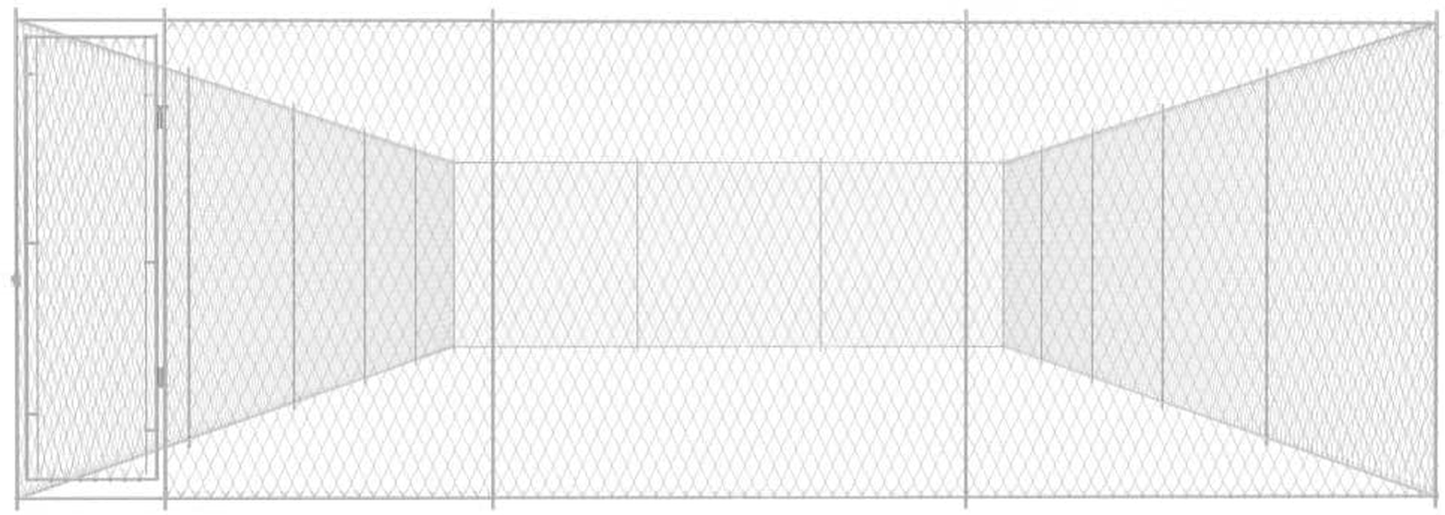 Vidaxl Outdoor Dog Kennel Dog House Dog Cage with 4 Anchors Hot-Dip Chain Link Fence Lockable Sturdy Galvanised Steel 31.2'X18.7'X6.1' Animals & Pet Supplies > Pet Supplies > Dog Supplies > Dog Kennels & Runs vidaXL