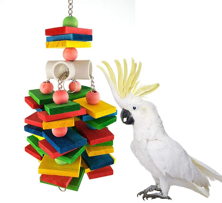 Alysontech Large Parrot Chew Toy for Bird Macaw African Greys Cockatoo Eclectus Budgies Parakeet Cockatiel Conure Lovebirds Cage Wood Toy Animals & Pet Supplies > Pet Supplies > Bird Supplies > Bird Toys Alysontech