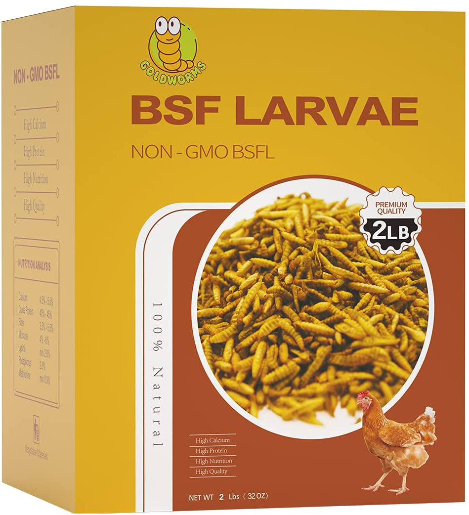 GOLDWORMS Superior to Dried Mealworms for Chickens - Non-Gmo Dried Black Soldier Fly Larvae - 85X More Calcium than Meal Worms - BSF Larvae Treats for Wild Birds, Hens, Ducks, Reptiles Animals & Pet Supplies > Pet Supplies > Bird Supplies > Bird Treats GOLDWORMS 2LB