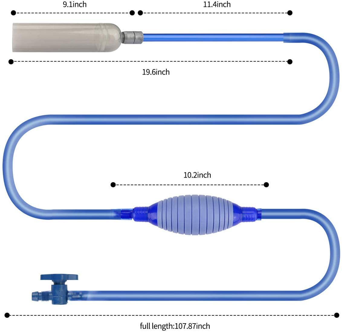 Number-One Fish Tank Cleaner, Aquarium Water Changer Gravel Filter Aquarium Siphon Vacuum Pump Water Changing Sand Washing Adjustable Water Flow with Inbuilt Strainer Outlet Valve Pumping Airbag Animals & Pet Supplies > Pet Supplies > Fish Supplies > Aquarium Cleaning Supplies Number-One
