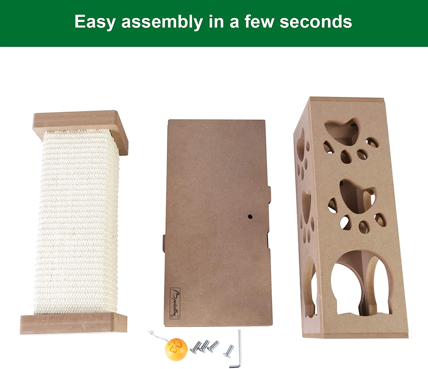 Petellow Cat Scratching Post 31 Inch - Scratching Posts with Natural Woven Sisal for Indoor Cats - Cat Scratching Post Tower with Cat Ball - Cat Scratching Tree Furniture Tall Tower Animals & Pet Supplies > Pet Supplies > Cat Supplies > Cat Furniture petellow