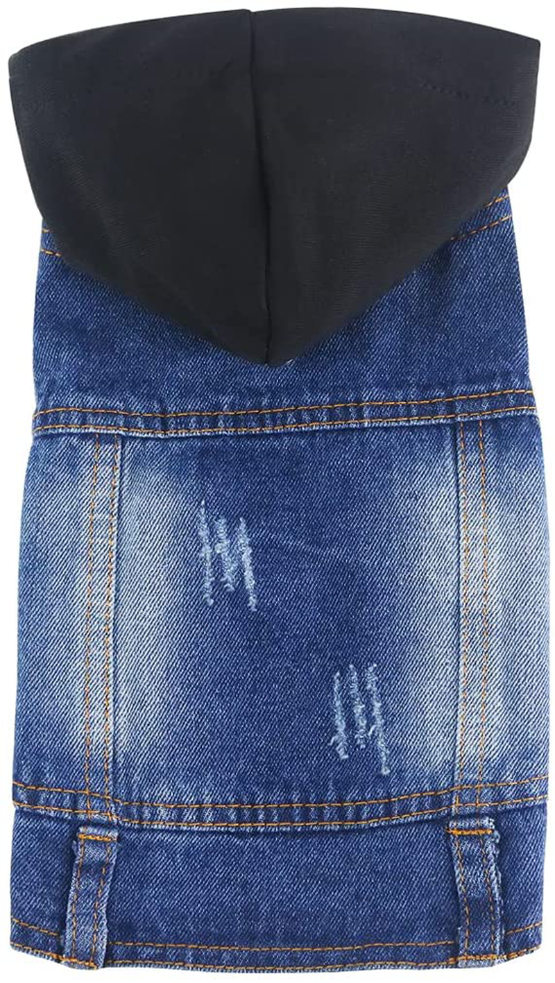 Companet Breathable Pet Clothes, Soft and Warm Winte Clothes for Small Medium Dogs Cats, Dog Jeans Jacket Cool Blue Denim Coatlapel Vests Classic Puppy Blue Vintage Washed Clothes Hoodie Vest Animals & Pet Supplies > Pet Supplies > Cat Supplies > Cat Apparel Companet Black Small (Pack of 1)