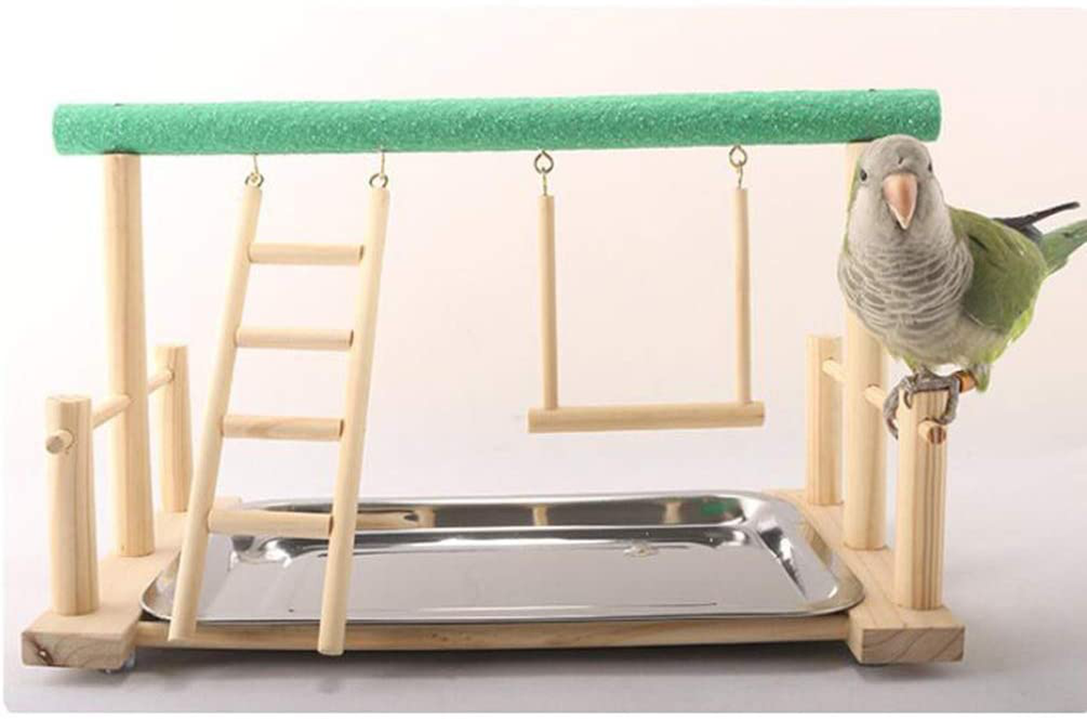 POPETPOP Bird Play Stand-Parrot Playstand Bird Perches for Cockatiels Parakeet Wood Perch Gym Playpen with Ladder Swing Toys Exercise Play Bird Toys(Stick Random Color) Animals & Pet Supplies > Pet Supplies > Bird Supplies > Bird Gyms & Playstands POPETPOP