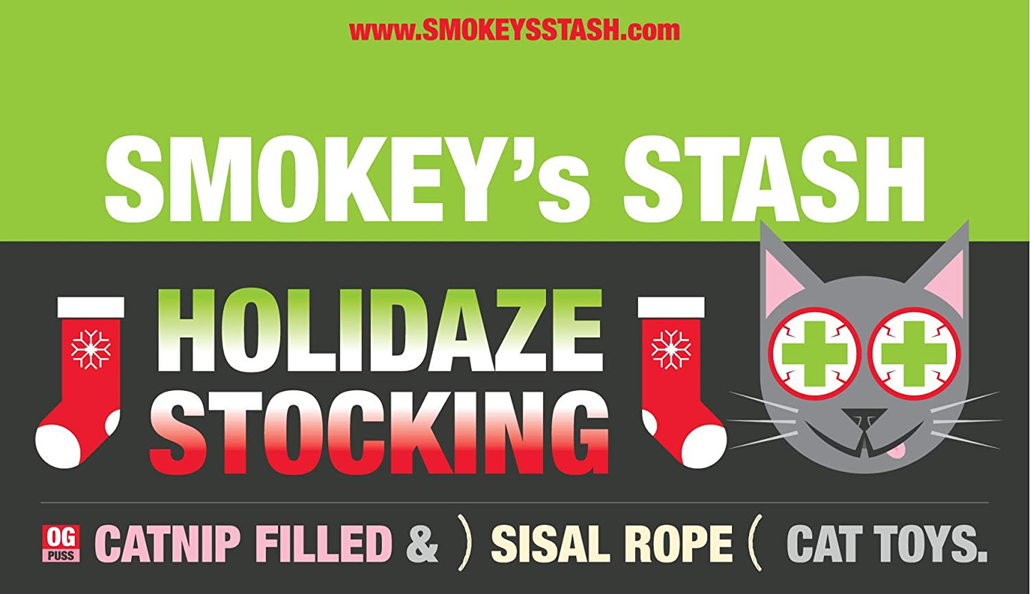 Smokey'S Stash Christmas Cat Toys Stocking Catnip Toys Sisal Rope Kitten Toys for Cats Animals & Pet Supplies > Pet Supplies > Cat Supplies > Cat Toys Smokey's Stash
