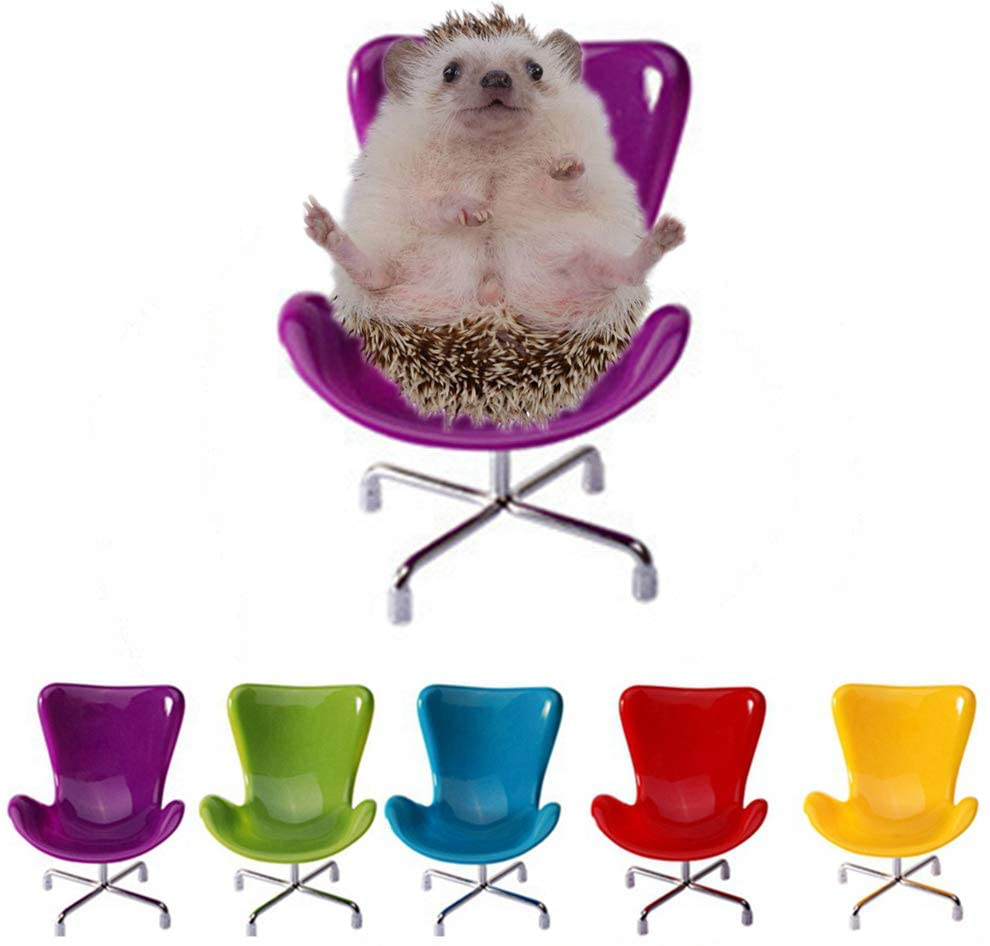 Hedgehog Chair Mini Plastic Swivel Seat Small Animal Toys Habitat Decor Cage Accessories Hedgehog Supplies Photo Props Chair Toy for Hedgehog,Bird,Parrot,Mouse,Chinchilla, Rat,Gerbil,Dwarf Hamster Animals & Pet Supplies > Pet Supplies > Small Animal Supplies > Small Animal Habitat Accessories HAICHEN TEC Purple Swivel Chair
