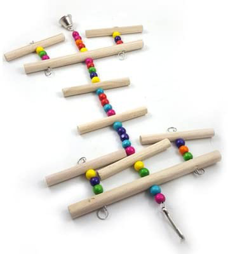 Hypeety Wooden Swings Toy Bridge Perches Stand Ladder for Small Birds Budgie Parakeet Cockatiel Cage Accessories Pet Chewing Hanging Toy Animals & Pet Supplies > Pet Supplies > Bird Supplies > Bird Ladders & Perches Hypeety
