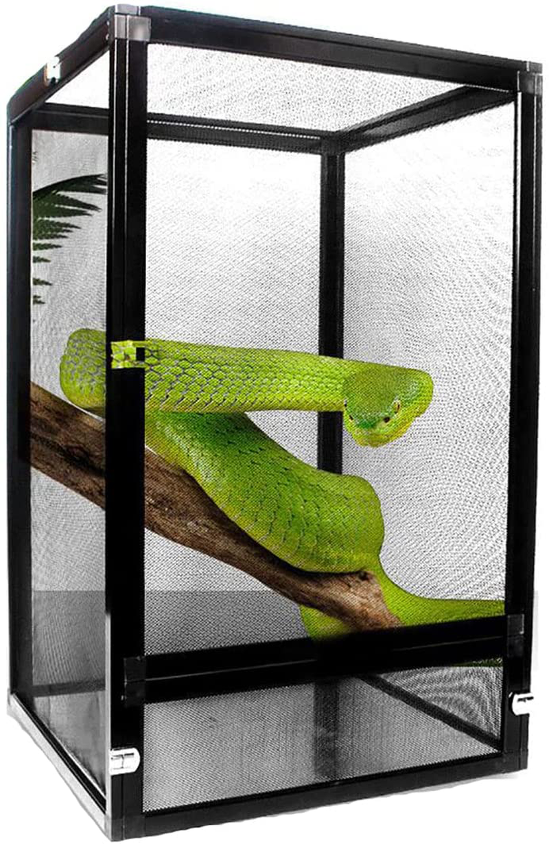 QINJIE Reptile Terrarium Venlitation Net Cage, Amphibians Habitat Tank Vertical Breeding Stand Rack Aluminum Alloy Feeding Box for Reptiles Turtle Hamster Hedgehog Small Animals,White,32 * 32 * 46CM Animals & Pet Supplies > Pet Supplies > Reptile & Amphibian Supplies > Reptile & Amphibian Habitats QINJIE Black 32*32*46CM