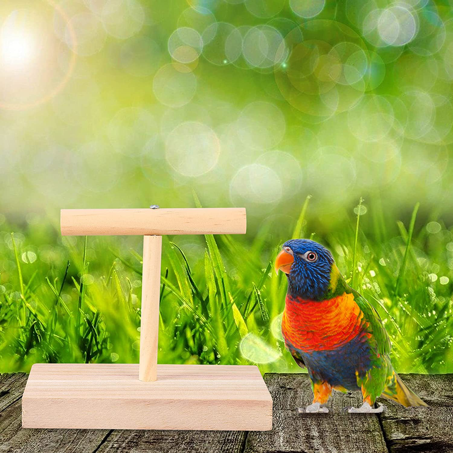 STOBOK 1Pc Bird Training Stand, Wooden Parrot Training T Stand Perch Bird Cage Stand Playstand Playgound Play Gym for Concures Parakeets Lovebirds Cockatiels Animals & Pet Supplies > Pet Supplies > Bird Supplies > Bird Gyms & Playstands STOBOK