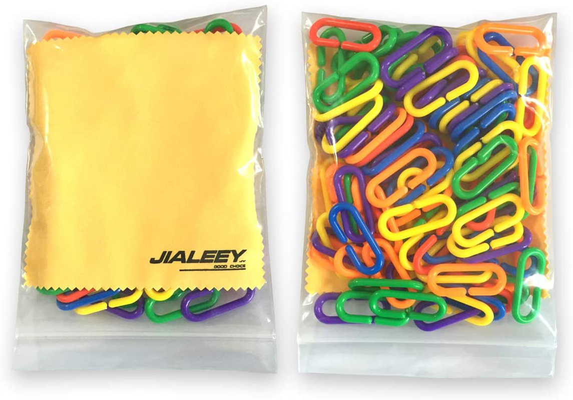 JIALEEY 100 Piece Plastic C-Clips Hooks Chain Links Rainbow C-Links Children'S Learning Toys Small Pet Rat Parrot Bird Toy Cage Animals & Pet Supplies > Pet Supplies > Bird Supplies > Bird Toys LEEFUNAD