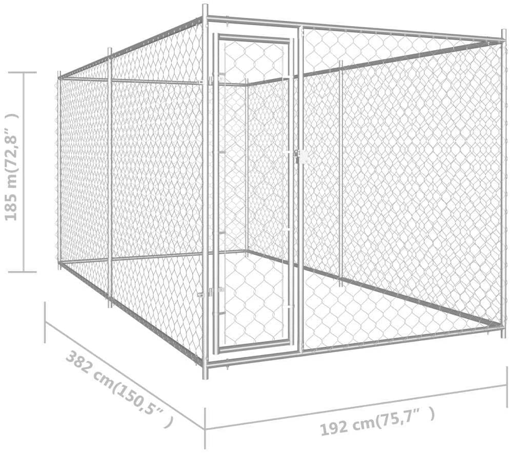 Vidaxl Outdoor Dog Kennel Dog Pet House Playpen Animal Dog Supply Enclouse Fencing Panel Metal Weather-Resistant Easy to Assemble 150.4" Animals & Pet Supplies > Pet Supplies > Dog Supplies > Dog Houses vidaXL