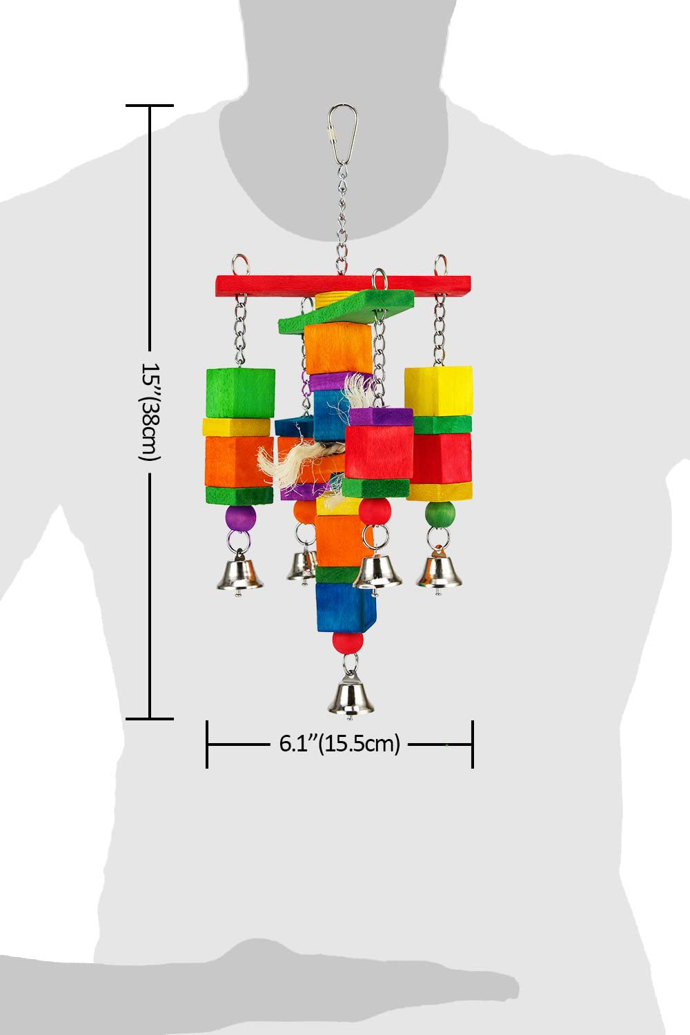 MEWTOGO Natural Wood Bird Parrot Swing Chewing Toys- Hanging Bell Bird Chew Bite Cage Stand Toys for Parakeets Cockatiels Conures Love Birds Finches Budgie Small to Medium Sized Birds Animals & Pet Supplies > Pet Supplies > Bird Supplies > Bird Toys MEWTOGO
