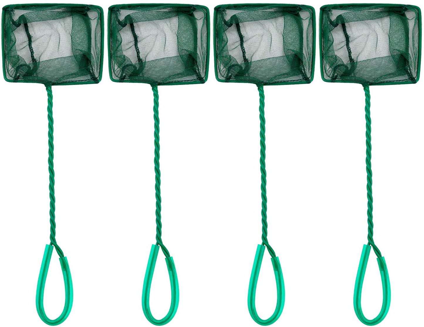 Pawfly 4 Inch Aquarium Net Fine Mesh Small Fish Catch Nets with Plastic Handle - Green Animals & Pet Supplies > Pet Supplies > Fish Supplies > Aquarium Fish Nets Pawfly 4 Pack