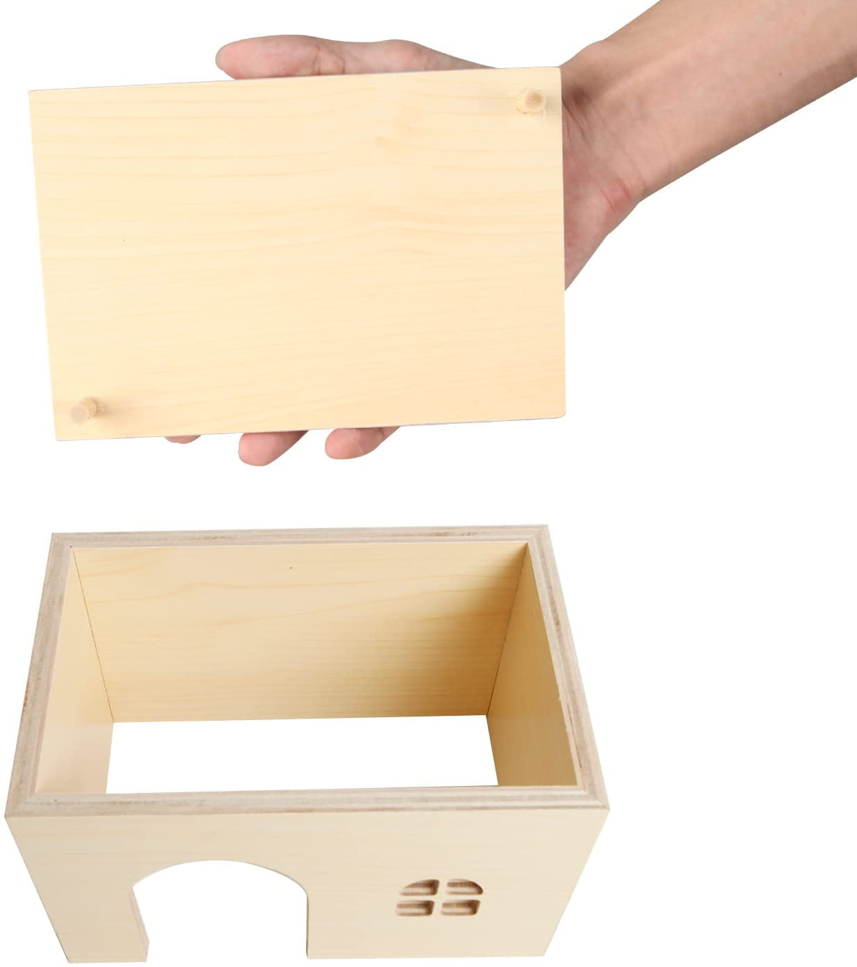 BUCATSTATE Waterproof Hamster Hideout House Wooden Tunnel Small Animal House with Window for Dwarf Syrian Hamster,Gerbil,Mouse Animals & Pet Supplies > Pet Supplies > Small Animal Supplies > Small Animal Habitat Accessories BUCATSTATE