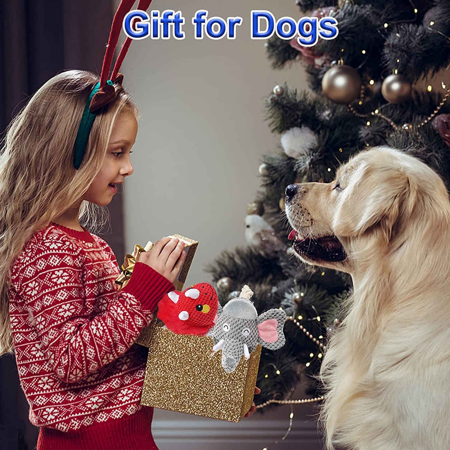 Deummiu Dog Toys,2 Pack Squeaky Plush Dog Toys with Crinkle Papper Cute Stuffed Puppy Toys for Small Medium Large Breed Animals & Pet Supplies > Pet Supplies > Dog Supplies > Dog Toys Deummiu