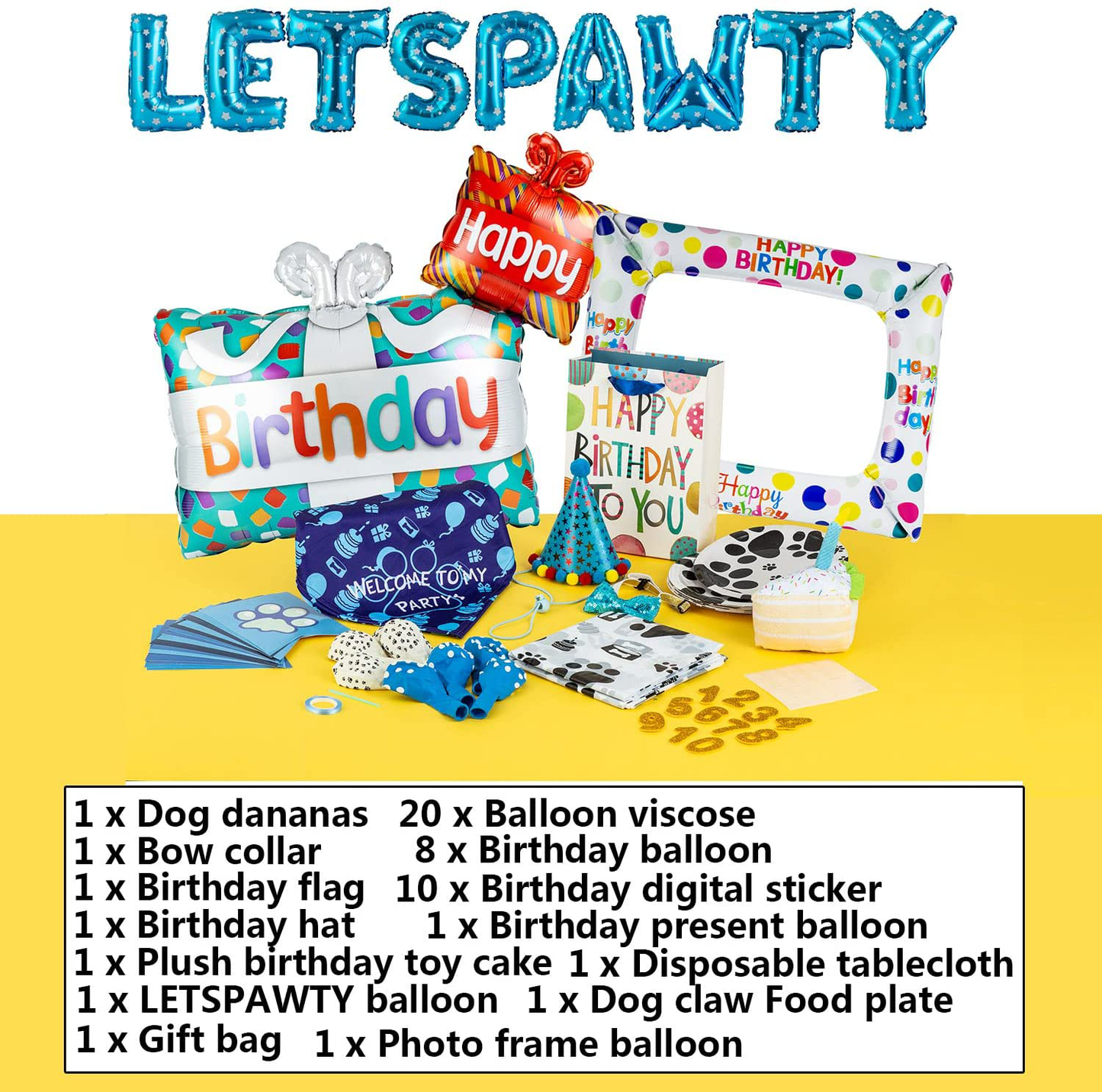 TCBOYING Dog Birthday Party Supplies, Dog Birthday Bandana Toy Tablecloth Cake Boy Hat Scarfs Flag Balloon with Cute Doggie Birthday Party Supplies Decorations(26-Piece Set) Animals & Pet Supplies > Pet Supplies > Dog Supplies > Dog Apparel TCBOYING