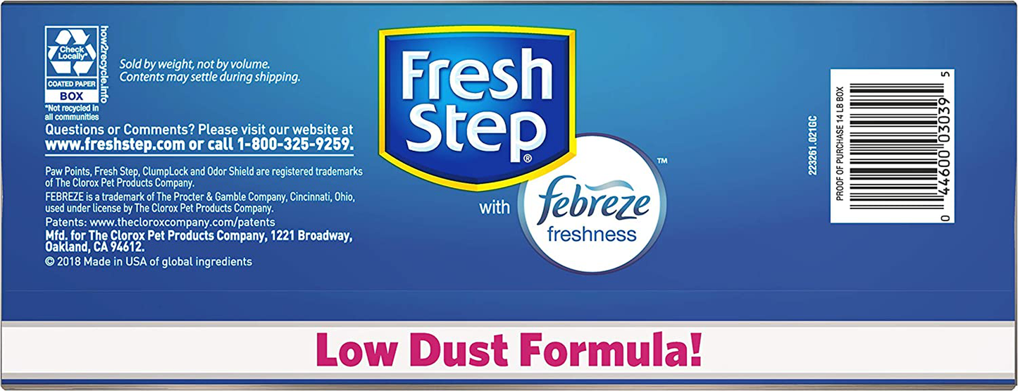 Fresh Step Odor Shield Scented Litter with the Power of Febreze, Clumping Cat Litter, 20 Pounds (Package May Vary) Animals & Pet Supplies > Pet Supplies > Cat Supplies > Cat Litter Fresh Step