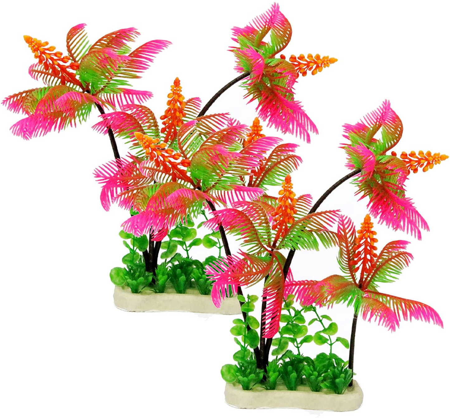Aquarium Decorations Coconuts 12" Tall, 2 Pack Fish Tank Decorations, Purple Aquarium Plants, Soft Fish Tank Plants Plastic for 5-55 Gallon Animals & Pet Supplies > Pet Supplies > Fish Supplies > Aquarium Decor JDOstar Pink