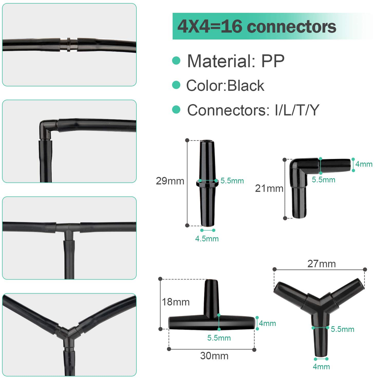 Aquariumbasics 26.6 Feet Black Aquarium Soft Airline Tubing Hose Standard with 4 Air Stones,4 Air Value Controller,4 Check Valves, 6 Suction Cups and 16 in Total for I,L,T,Y Shape Connectors Animals & Pet Supplies > Pet Supplies > Fish Supplies > Aquarium & Pond Tubing AquariumBasics