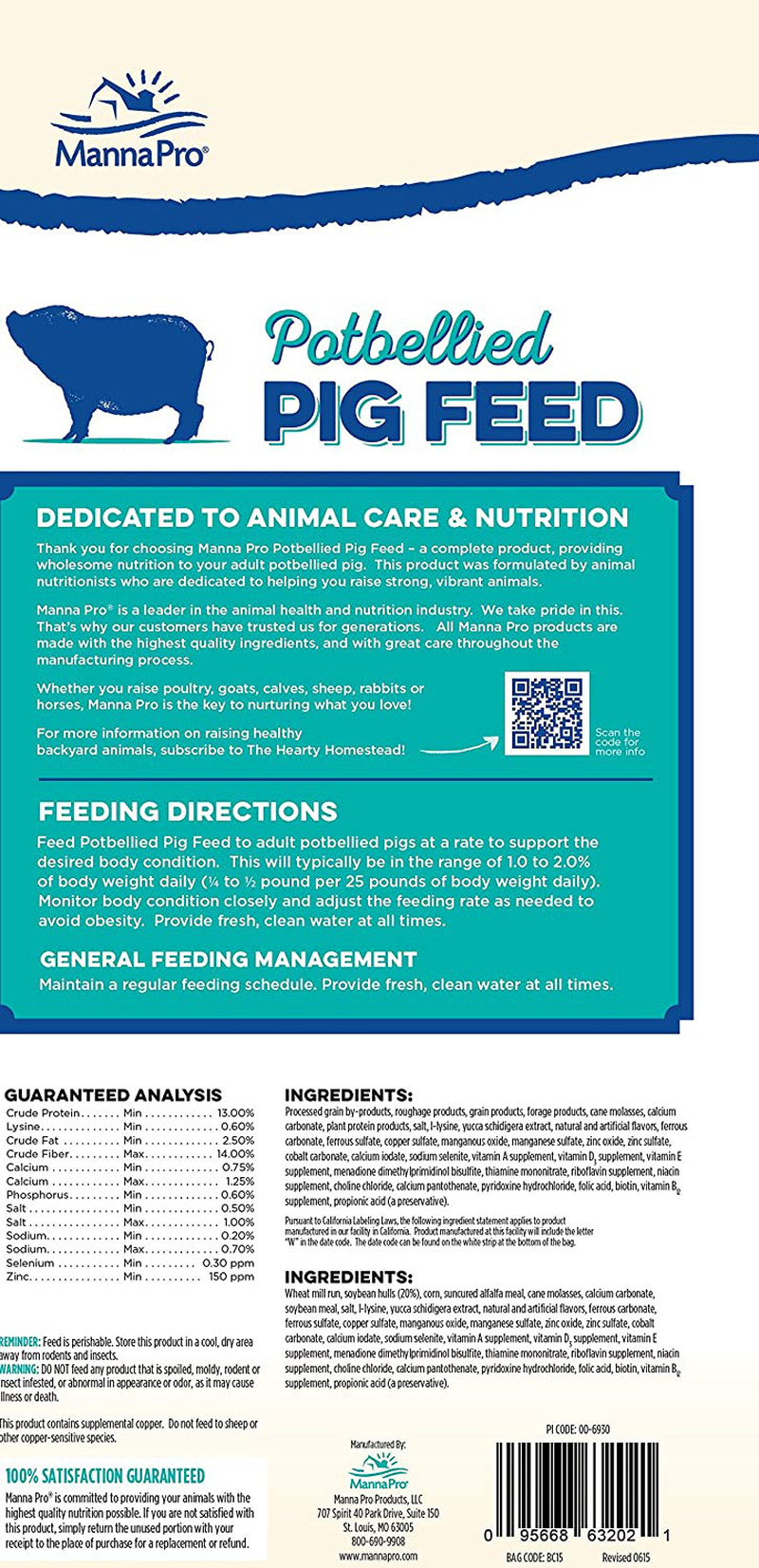 Manna Pro Potbellied Pig Food, 20 Lb Animals & Pet Supplies > Pet Supplies > Small Animal Supplies > Small Animal Food Manna Pro