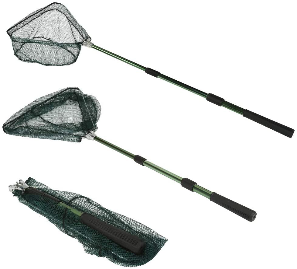 RESTCLOUD Fishing Landing Net with Telescoping Pole Handle, Fishing Net Freshwater for Kids Men Women, Extend to 40-63 Inches Animals & Pet Supplies > Pet Supplies > Fish Supplies > Aquarium Fish Nets RESTCLOUD B: Strong Aluminum Handle, 45" Full