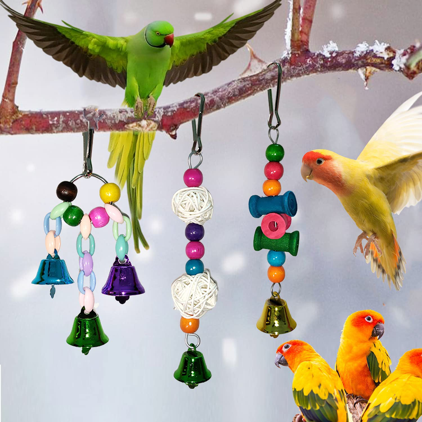 Bird Cage Accessories Parakeet Cage Accessories Cockatiels Toys Bird Cage Hammock Swing Set JKBBKLCZ Natural Wood Coconut Bird House with Ladder Small Bird Parrot Swing Chewing Toys Bird Toys Animals & Pet Supplies > Pet Supplies > Bird Supplies > Bird Cage Accessories JKBBKLCZ