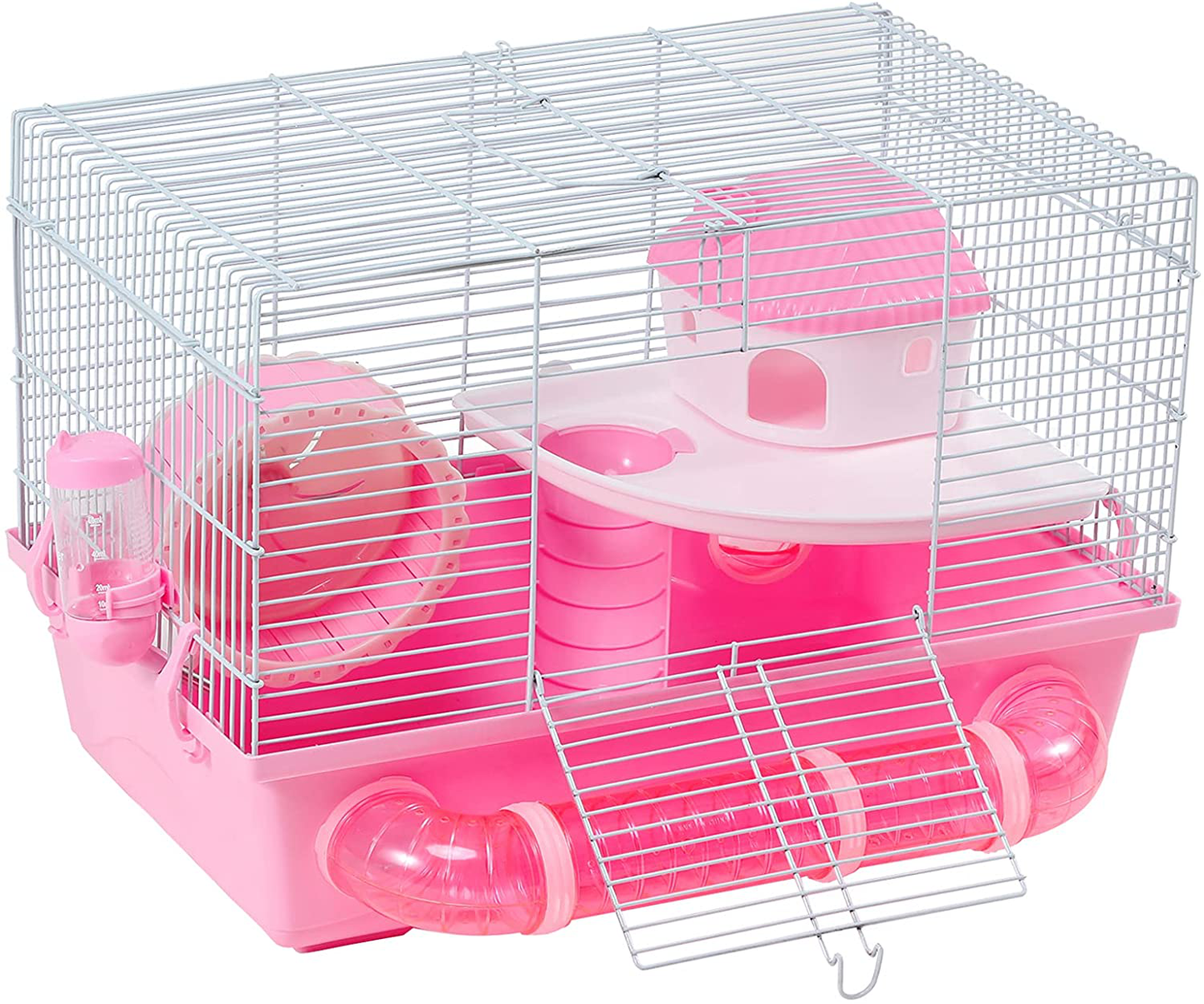 AOCZZ Hamster Cages Large, Rolling Hamster Cages and Habitats for Syrian Rat Mouse Large Living Space with Tube Bathroom Animals & Pet Supplies > Pet Supplies > Small Animal Supplies > Small Animal Habitats & Cages AOCZZ 2.Pink-18.5 x 11.8 x 13.7"