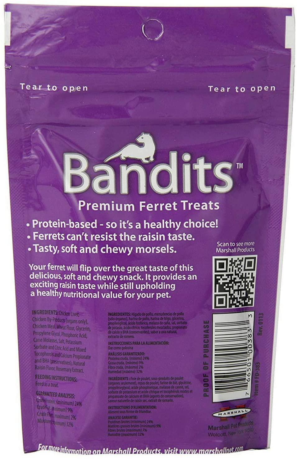 Marshall Bandits Ferret Treat Raisin 1.875Lbs (10 X 3Oz) Animals & Pet Supplies > Pet Supplies > Small Animal Supplies > Small Animal Treats Marshall