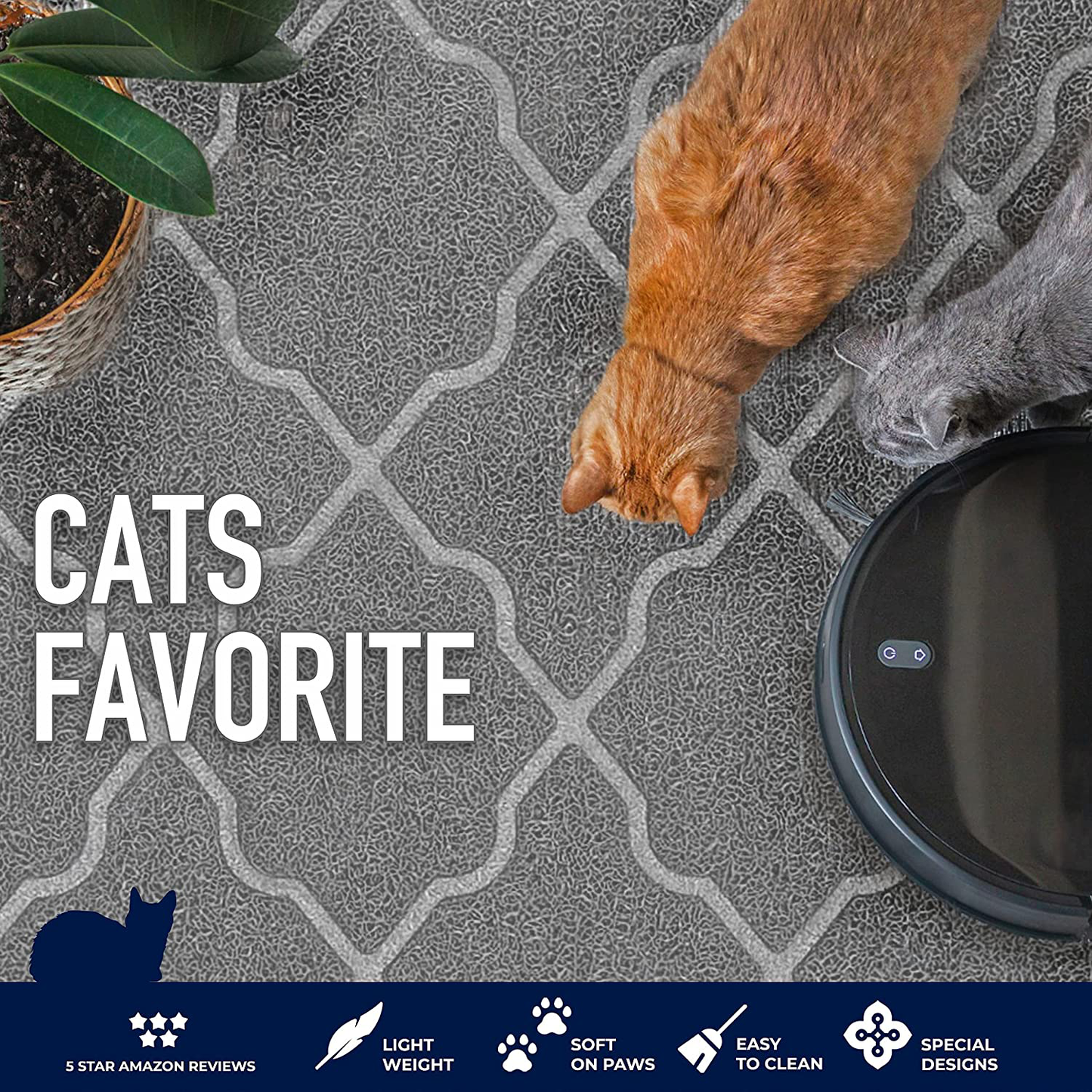 Premium Large Cat Litter Mat 35" X 23", Traps Messes, Easy Clean, Durable, Litter Box Mat with Scatter Control - Soft on Kitty Paws Animals & Pet Supplies > Pet Supplies > Cat Supplies > Cat Litter Box Mats Easyology